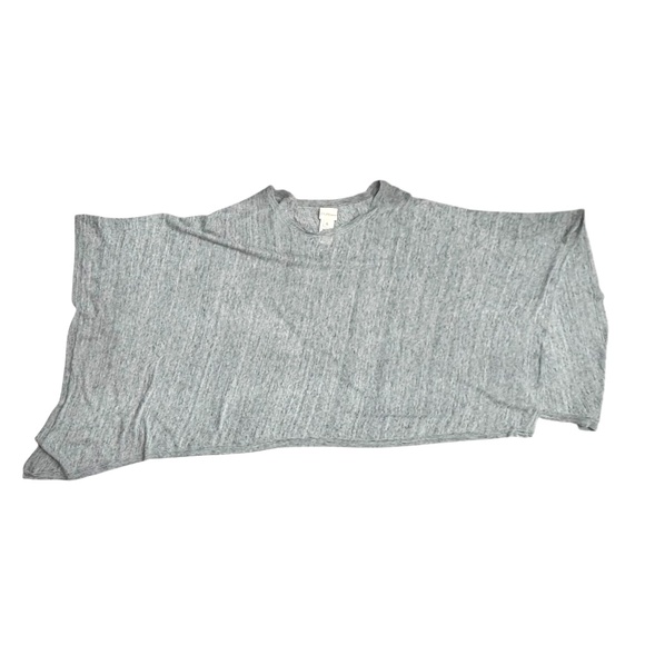 PURE DKNY GRAY MARLED LINEN OPEN SIDES PONCHO TOP - Picture 7 of 10